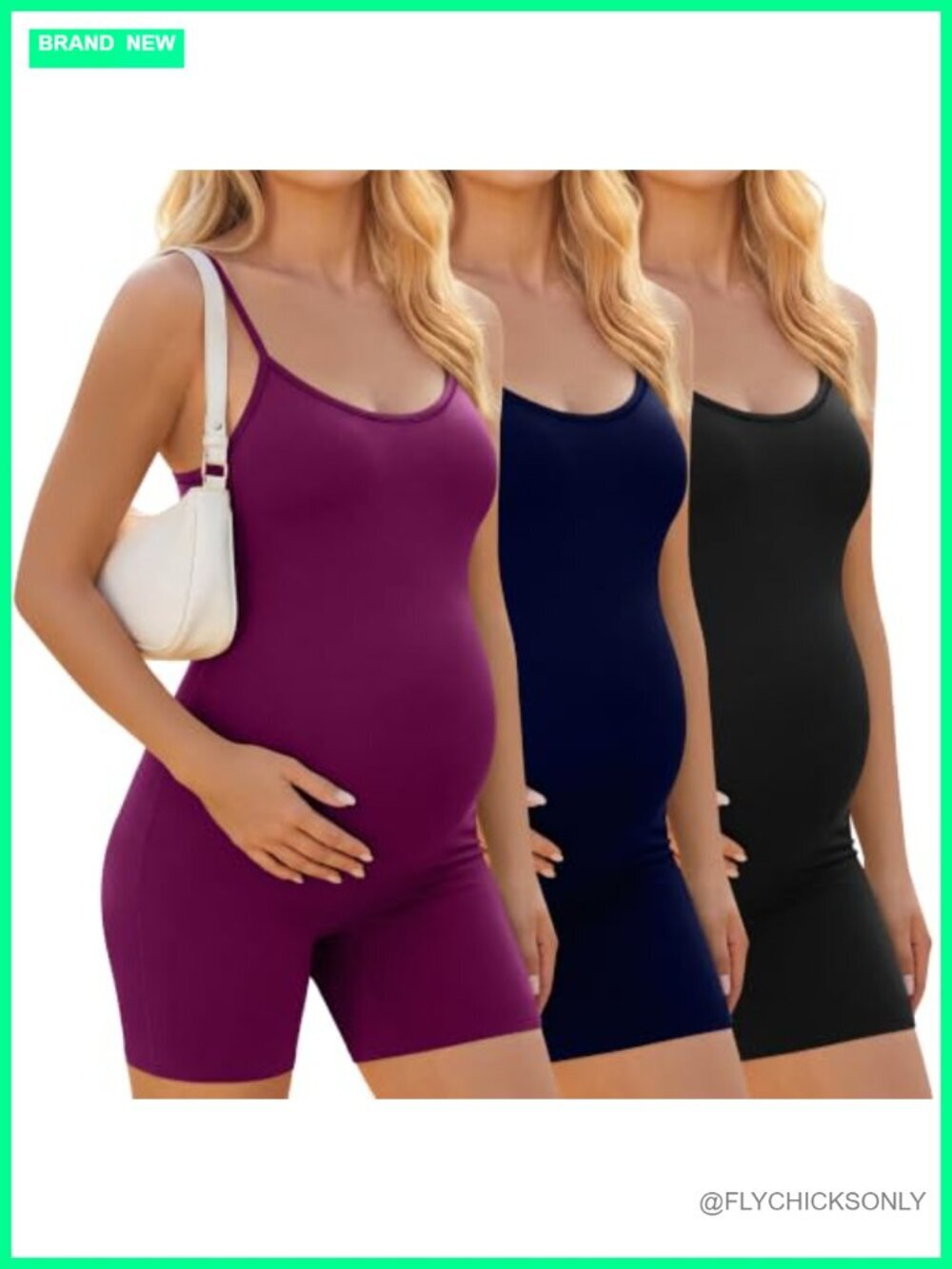 3 Pack Maternity Jumpsuit Shorts Spaghetti Strap Rompers U Neck Sleeveless